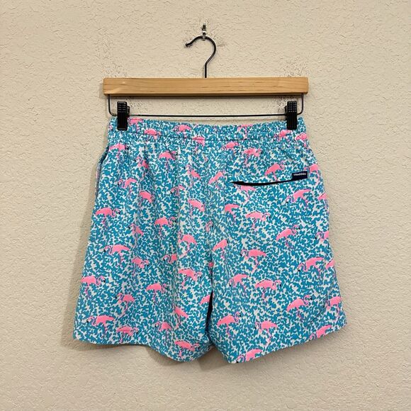 CHUBBIES The Domingos Are For Flamingos 5.5” Classic Swim Trunk Blue/Pink - Picture 5 of 10